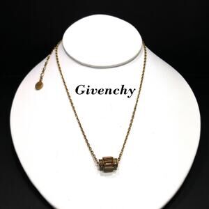 Vintage Givenchy Barrel Pendant Necklace, Topaz & Clear Rhinestones, 1990s